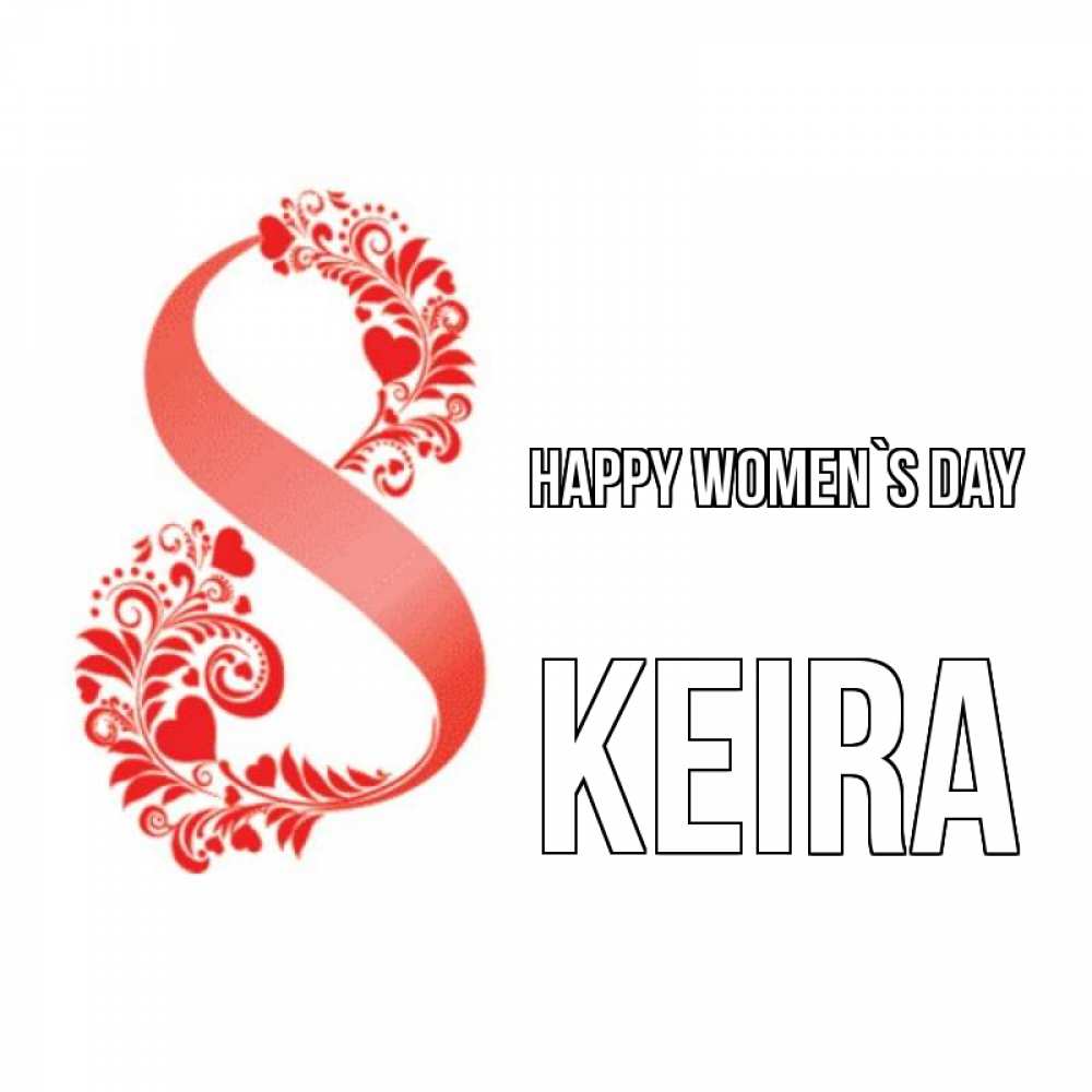 Greetings card с именем, Keira happy women`s day восьмерка из сердечек и листьев Greetings with text for free download 